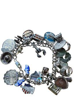 Vintage Sterling Silver Life Long Charm Bracelet 30 Charms Beginning In 1968